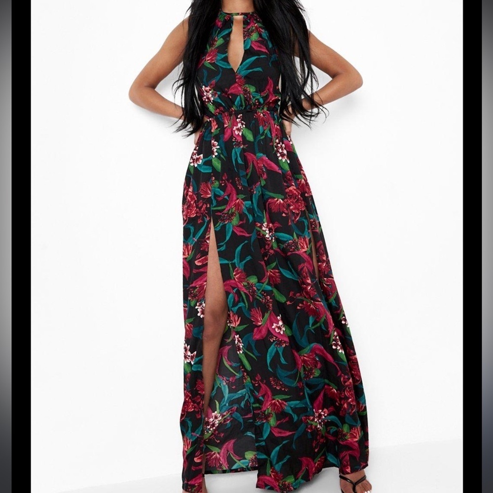 Boohoo Tall backless tropical maxiโ dress Sz 6